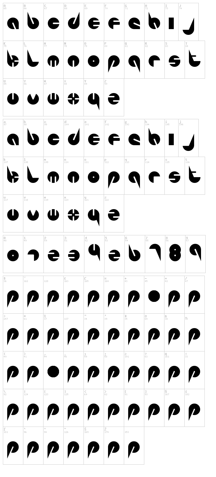Pepsi Perfect font map
